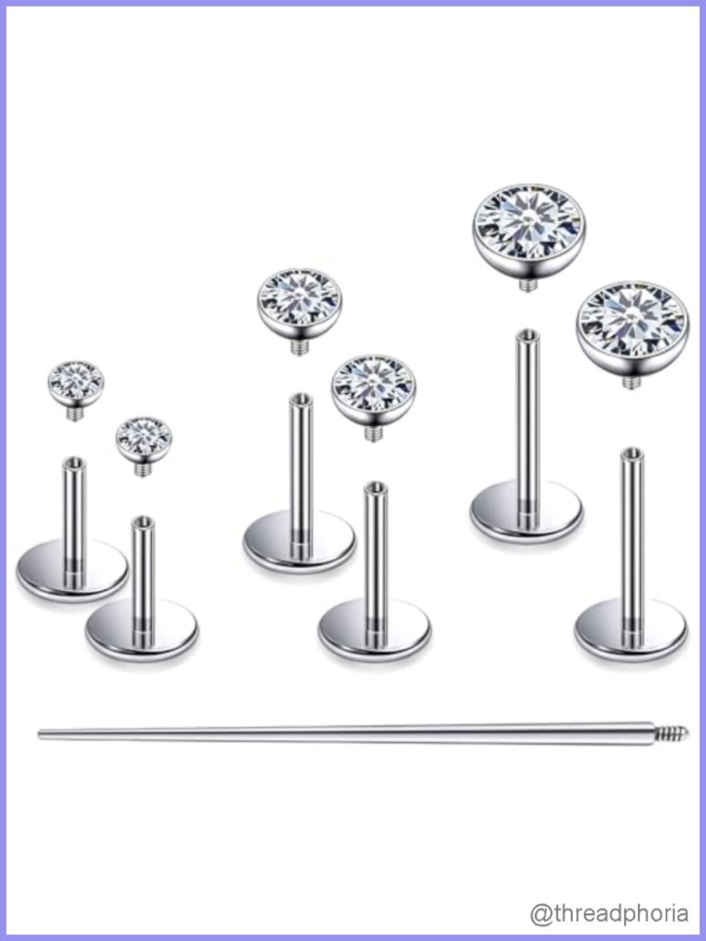 Titanium Internally Threaded Flat Back Stud Earrings Nose Lip Medusa Monroe 18G